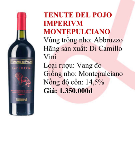 Rượu Vang Đỏ Tenute Del Pojo Imperivm Montepulciano