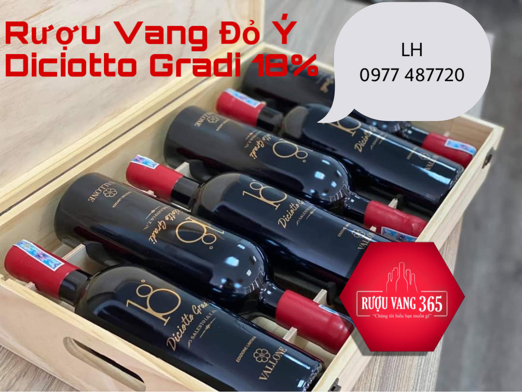RƯỢU VANG ĐỎ Ý DICIOTTO GRADI 18 ĐỘ